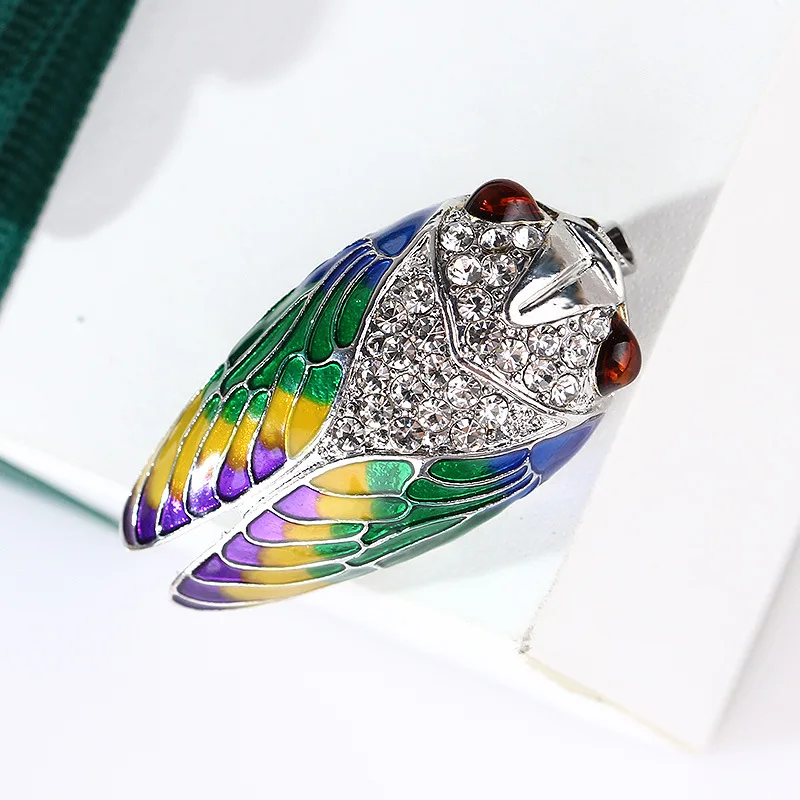 RHao эксклюзивная цветная эмалированная cicada брошка со стразами животная унисекс