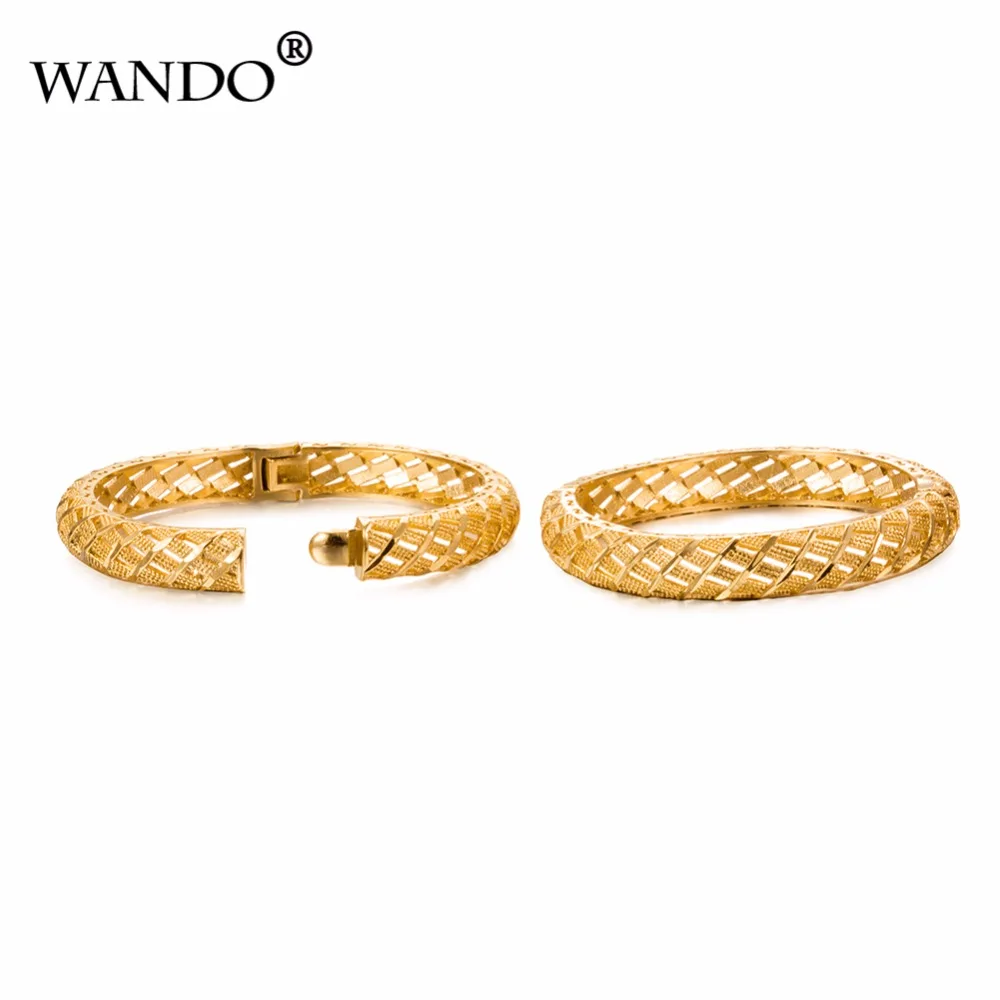 WANDO 1pcs Dubai Gold Bangles For Women 1 cm wide Color Bangles&ampBracelets Ethiopian/Arab/Middle East Party Gifts B16 | Украшения и