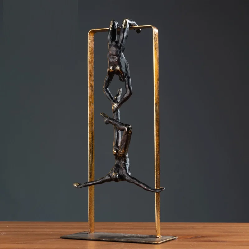 

Retro Ballet Girl Figurines Old Wrought Iron Gymnastics Acrobatics Sport Art Sculpture Metal Living Room Decorations R1363