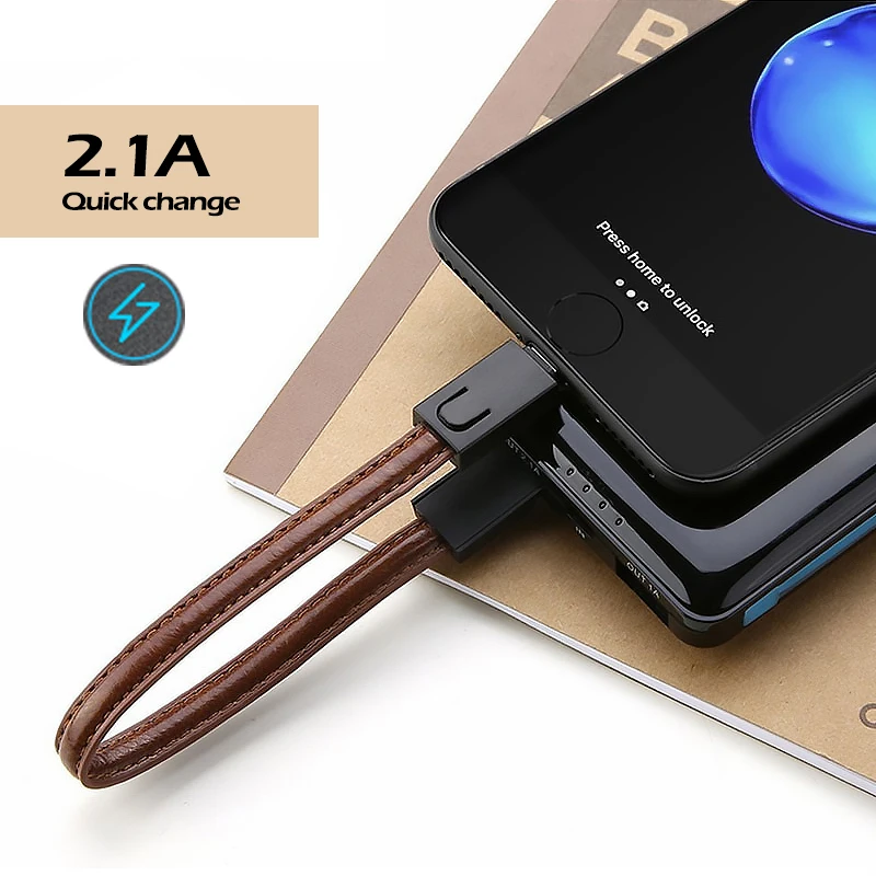 Мини-брелок металлический Кожаный USB Type C кабель для быстрой зарядки Usb зарядное