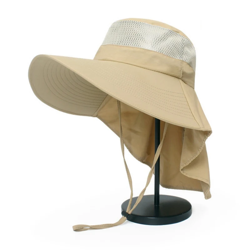 K Outdoor Sun Protection Caps Breathable Hunting Fishing Hat Fishing Cap Wide Brim Hat With Neck Flap Women Men's Sportswear - Цвет: K