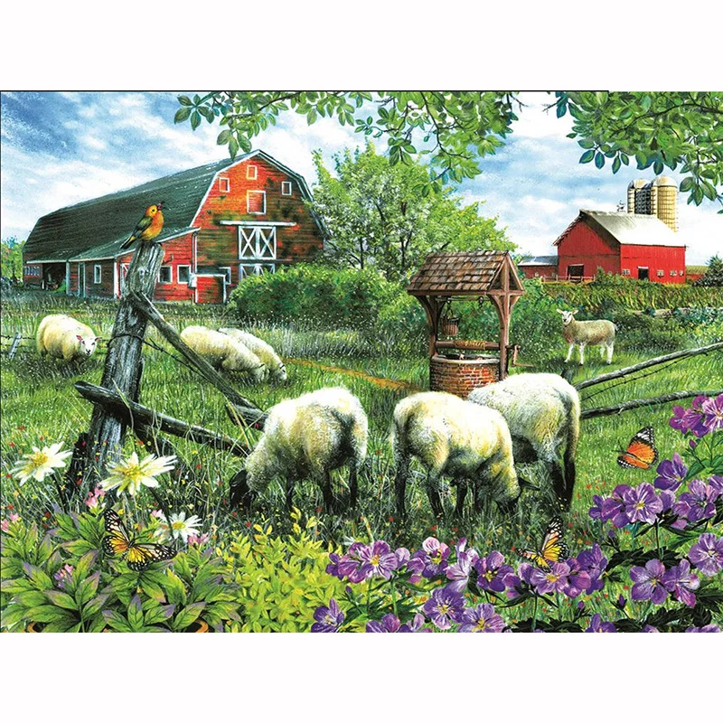 DIY 5D алмазная живопись фермер Sheeps Вышивка крестом мозаика Алмазная вышивка узоры