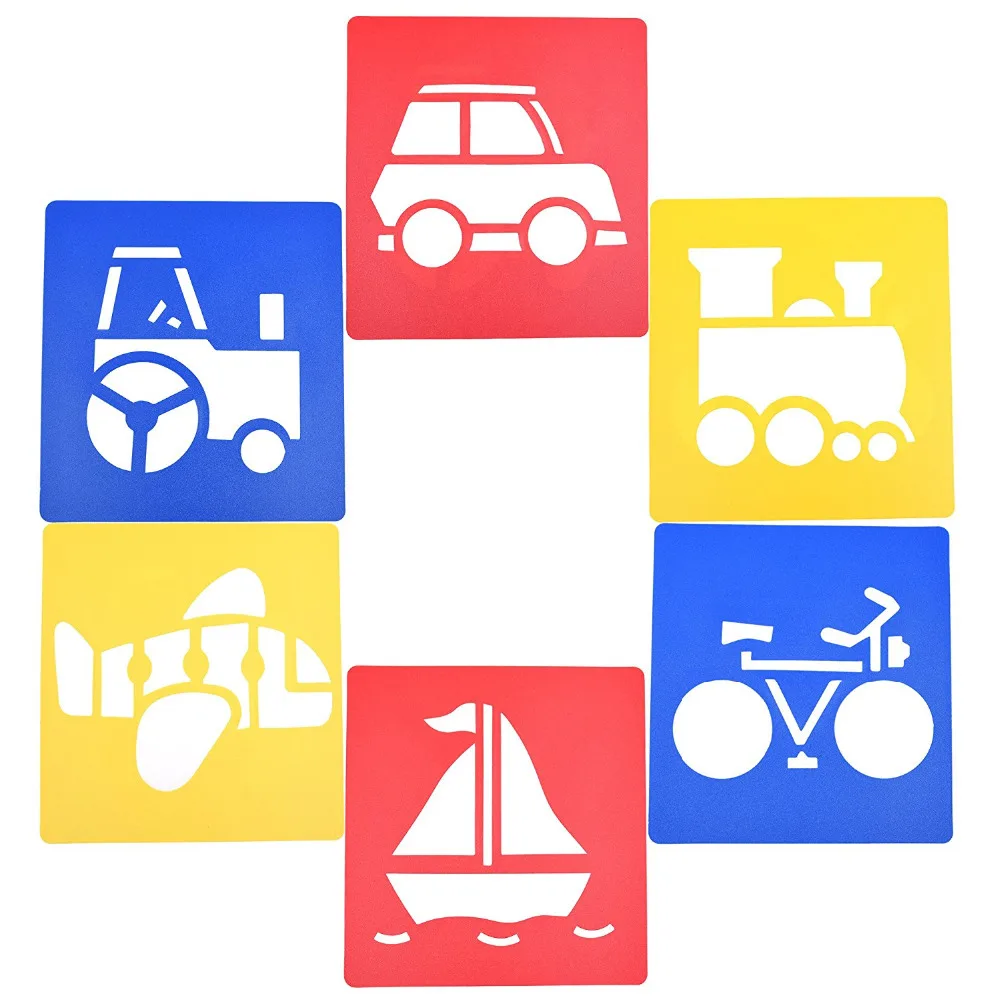 

XRHYY Set of 6 Assorted Color Traffic System Drawing Painting Stencils Templates for Kids (JTCG)