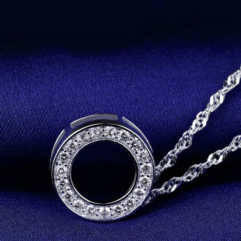 

Red Trees Brand Real Fine Accessories Fashion Simple 18 Inches Chains Silver Necklace With Round Pendant Girlfriend Party Gift