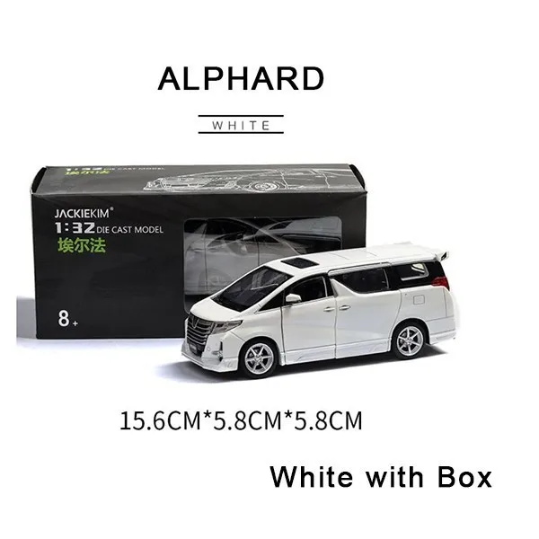 white with box Модель автомобиля Toyota Elfa, игрушечный автомобиль-няня, Черный игрушечный автомобиль, светильник с функцией оттягивания, модифицированный автомобиль, 6 дверей, можно открыть - Цвет: white with box