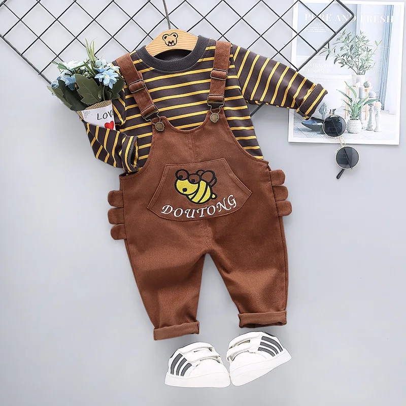 New Spring Autumn Baby Boys Girls Clothes Children T Shirt Cartoon Overalls 2 Piece Set Toddler Fashion Clothing Kids Tracksuits | Детская