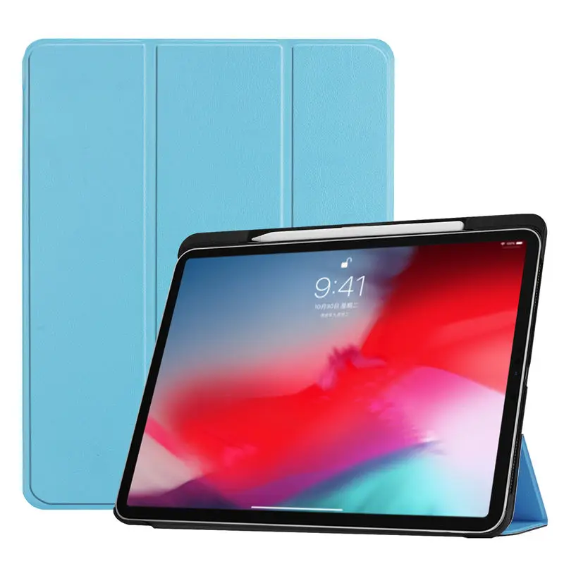 Чехол для iPad Pro 1"(), умный чехол с карандашом, чехол для нового iPad Pro 11 дюймов, Ультратонкий чехол-подставка+ пленка+ ручка - Цвет: Sky blue