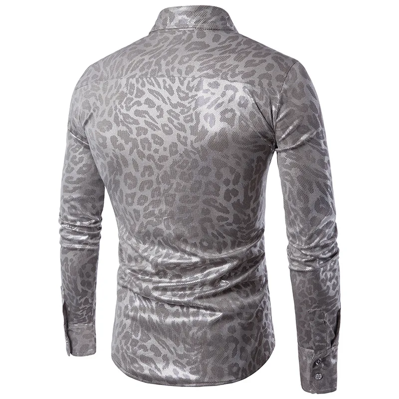 Мода Ночной клуб Для мужчин Рубашки для мальчиков Новинка змеиный принт мужская