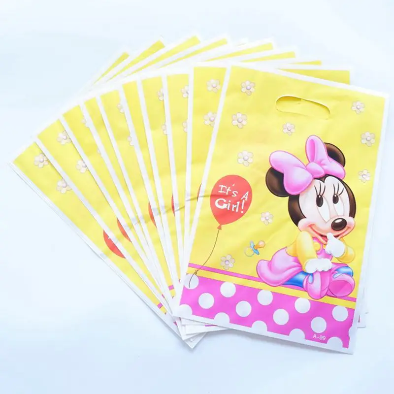 Minnie 10 шт./лот, вечерние подарочные сумочки с изображением Динь-Динь, вечерние пластиковые сумочки для конфет, сумка для детей, праздник день рождения вечеринка, принадлежности - Цвет: Minnie