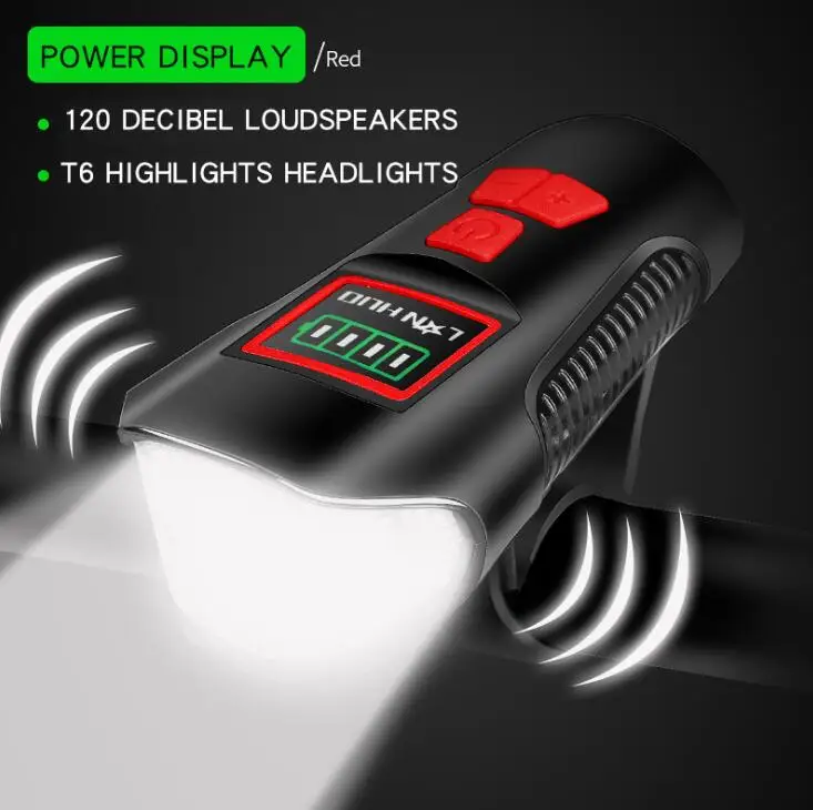 Red Joshock велосипедные фары для езды ночью USB зарядка блики T6 флэш-светильник водонепроницаемый велосипедный передний светильник с датчиком скорости ЖК-экран - Цвет: Red