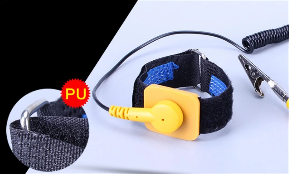 

Регулируемый браслет на запястье, антистатический наручный ремешок для электроники, провод для заземления