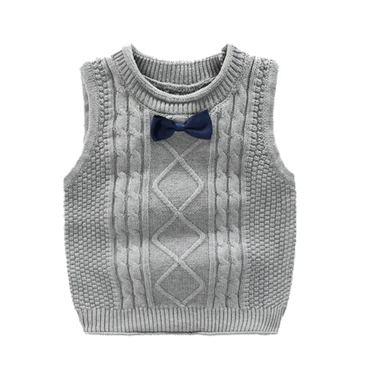

Fashion Style Kids Boys Pullover Knitted Sweaters Vest Spring Autumn Crochet 100% Cotton Vests Children Top Sleeveless Outerwear