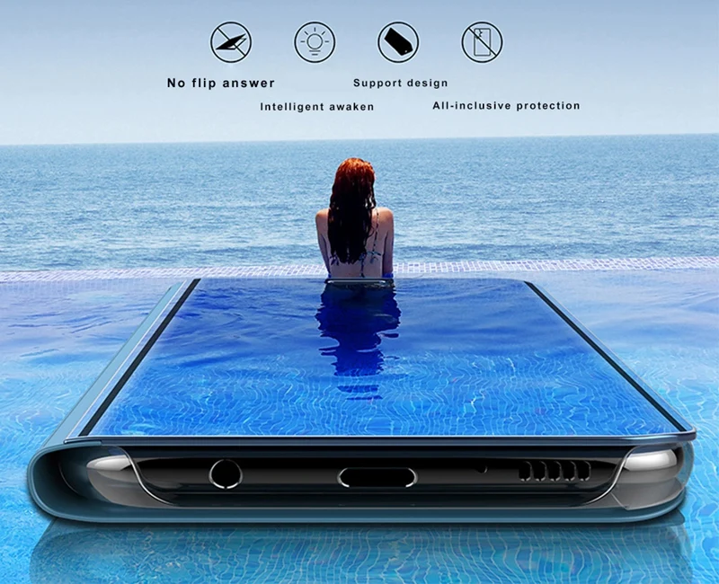 Роскошный чехол для Samsung J5 2016 зеркальный защитный Galaxy J7 с откидной подставкой