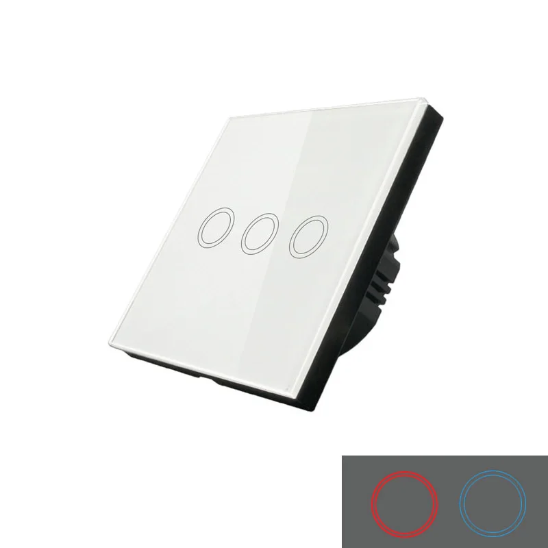 3 gang switch Пульт дистанционного управления со стандартом ЕС Vhome, 2 комплекта, 1 способ, Хрустальная стеклянная Сенсорная лампа, настенный светильник, переключатель EV1527 220 В, автоматизация умного дома - Цвет: 3 gang switch
