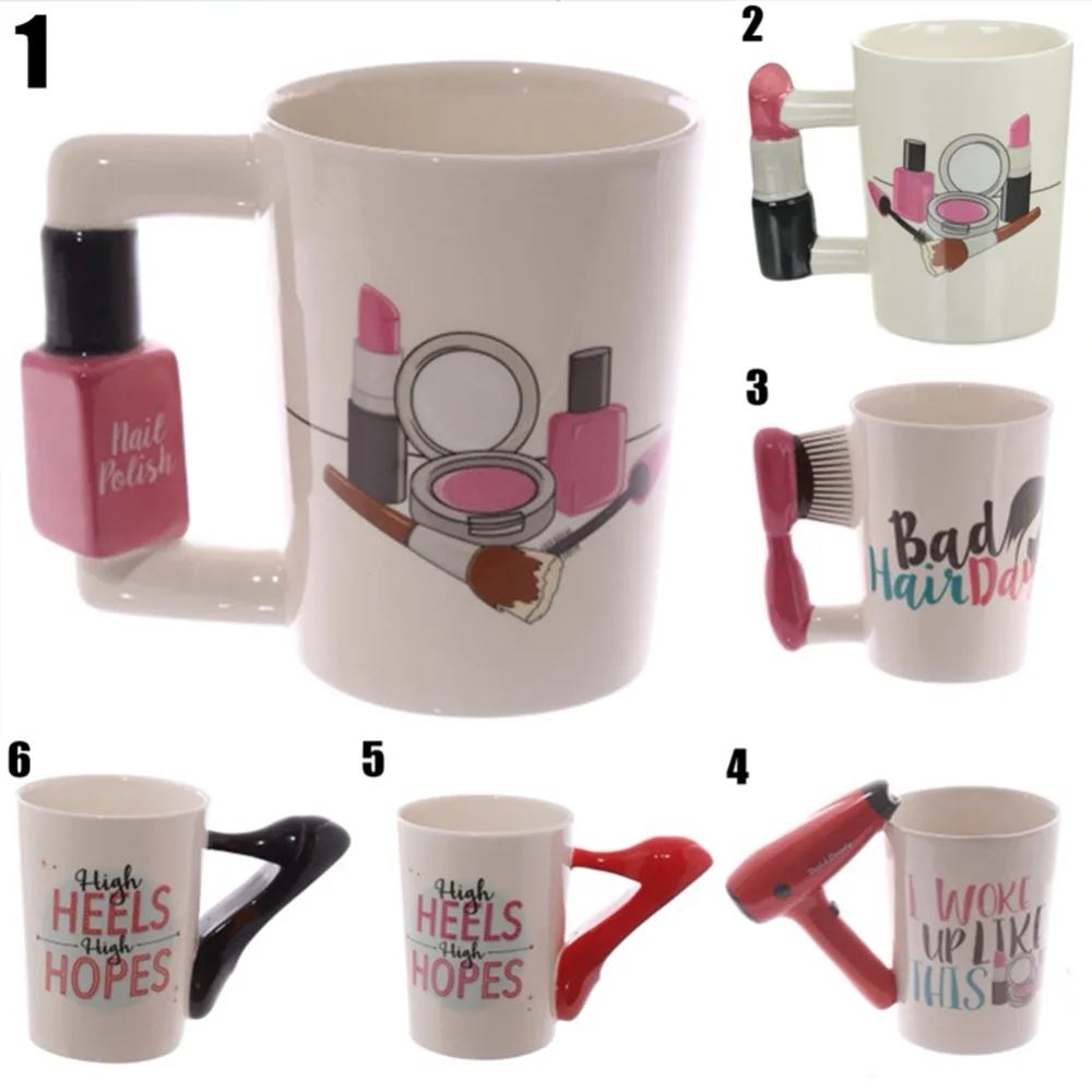 Creative Ceramic Mugs Girl Tools Beauty Kit Specials Nail Polish Handle Tea Coffee Cup Personalized For Women Gift