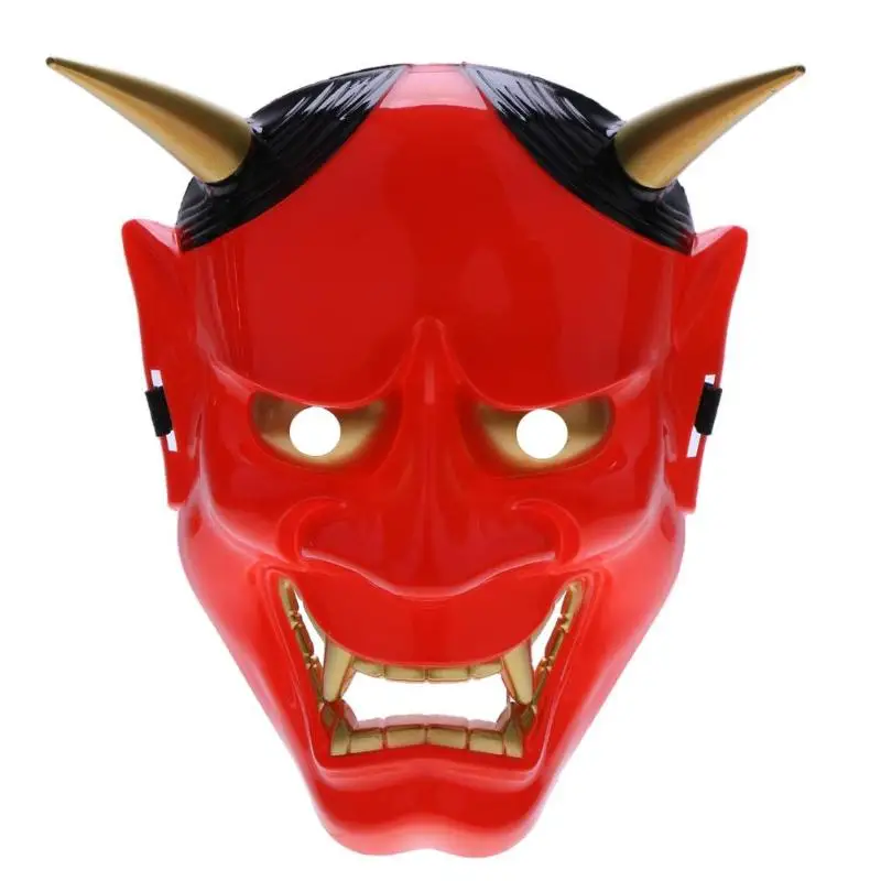 ПВХ японский Hannya Noh Хэллоуин косплей маска ужасов полная для лица вечеринки