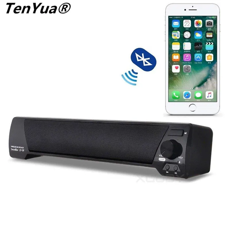 

TenYua TV Soundbar Wireless Bluetooth Speaker Home Theater Sound Amplifier FM Radio TF USB HIFI Subwoofer for Computer TV Phone