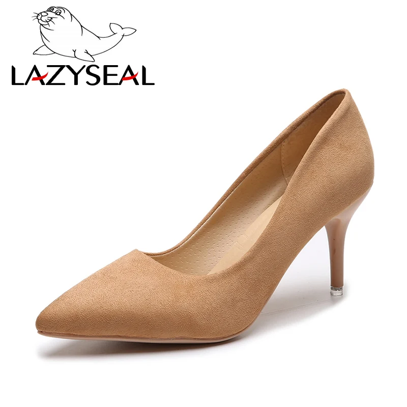 Beige yellow LazySeal/обувь на высоком каблуке с леопардовым принтом; женские туфли-лодочки; офисная обувь на шпильке из искусственной замши; Свадебная вечеринка; коллекция года; босоножки без застежки; женские пикантные туфли-лодочки - Цвет: Beige yellow