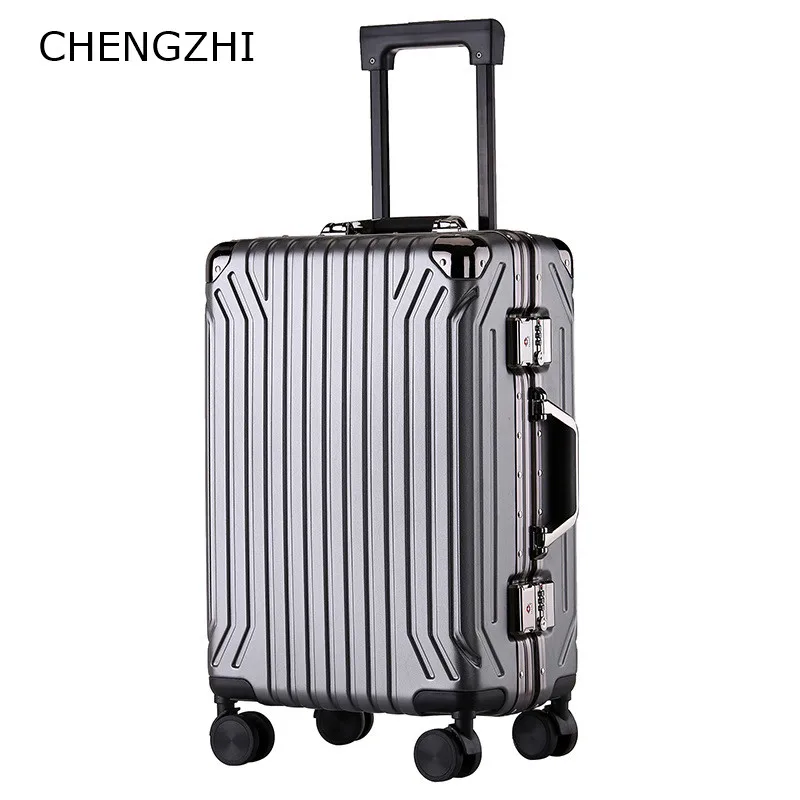 Роскошный Дорожный чемодан CHENGZHI на колесиках с алюминиевой рамой 20/24 дюйма из АБС