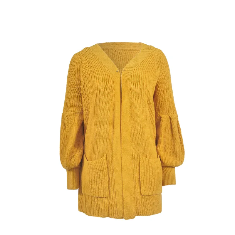Casual Loose Autumn Women Sweaters 2018 New Fashion Long-sleeved V-neck Open Stitch Pocket Cardigan Warm Outwear Coats Female |