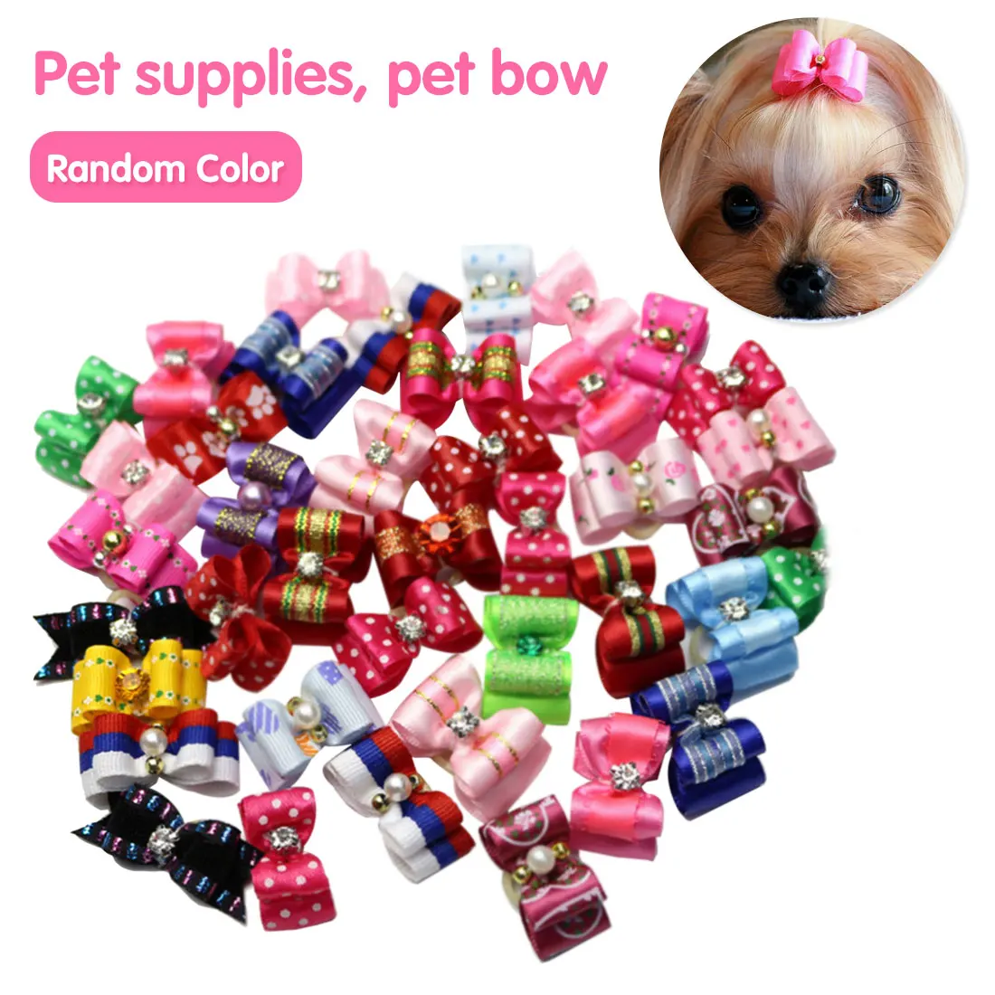 

10Pcs Handmade Pet Grooming Accessories Products Dog Bow Hair Bowknot Little Flower Bows For Small Dogs Gift
