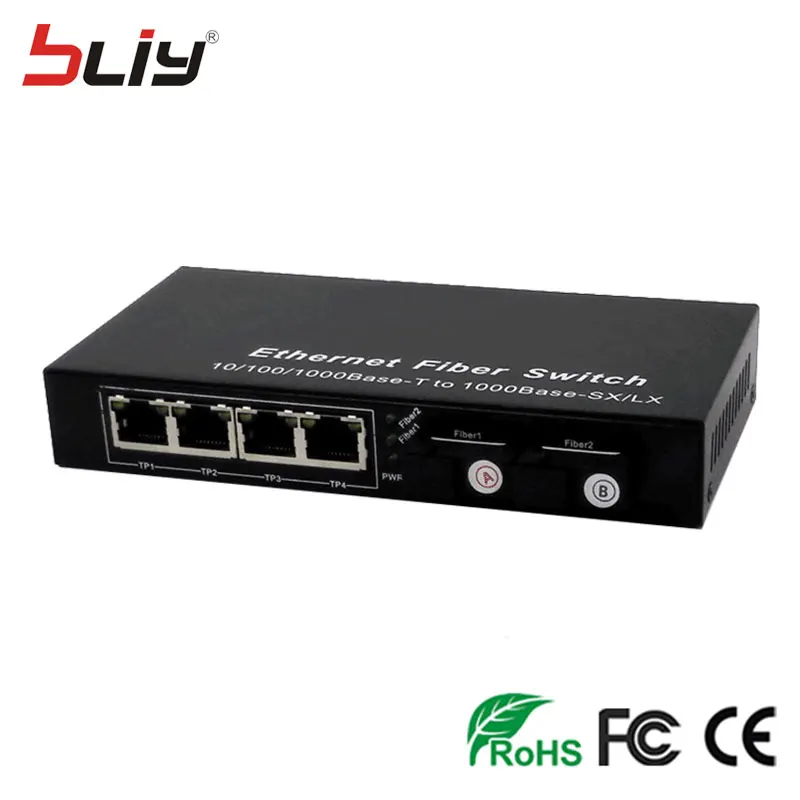 Волоконно-оптический преобразователь Bliy 2G4E 2 Гигабитного порта 4 rj45 1000 Мбит/с