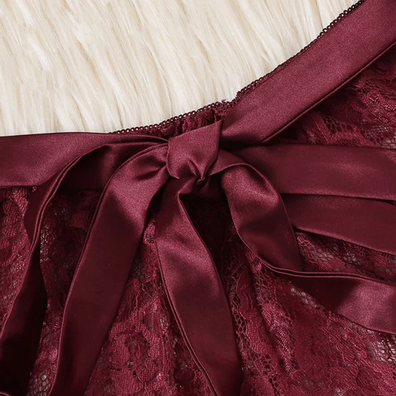 SHEIN Модная Пижама Цветочный Кружевной Комплект Женский Летний Бордовый Сексуальный Короткий Топ И Шорты Комплект Пижамы