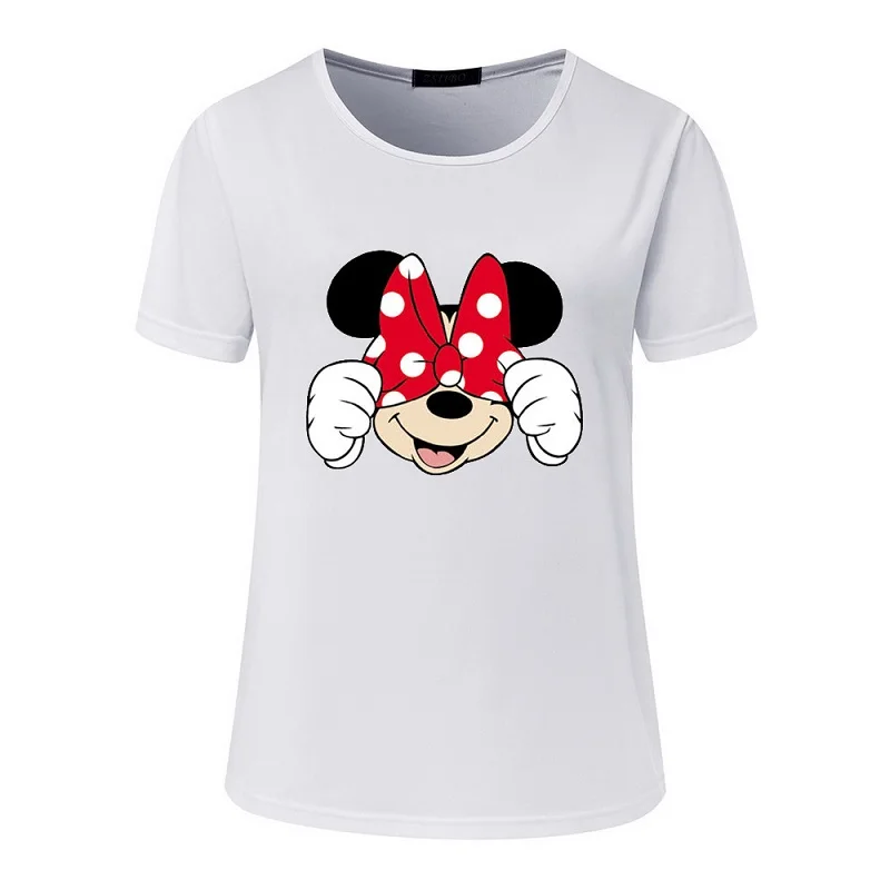 2018 летние Для женщин модные рубашки мультфильм Мышь печатных футболки короткий