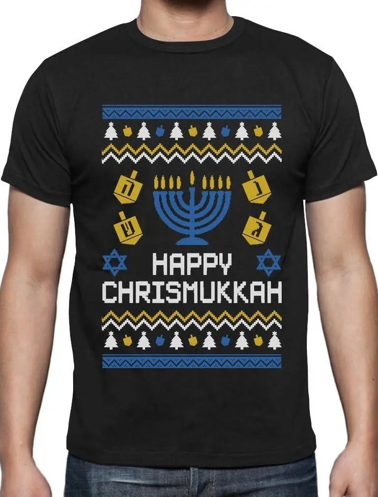Happy Chrismukkah Рождество Ханука Ugly Рождественская футболка подарок Для мужчин бренд