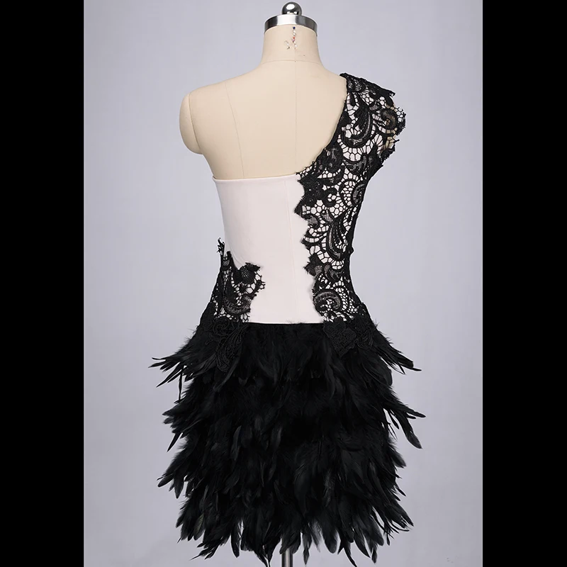 Стиль №. A168 сексуальное черное платье с перьями на одно плечо|dress style|style dressfeather dress