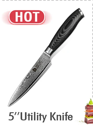 XINZUO 7 ''нож для нарезки 3 слоя 440C, обшитые стальными кухонными ножами из нержавеющей стали, поварской нож Nikiri, кухонный нож G10 с ручкой
