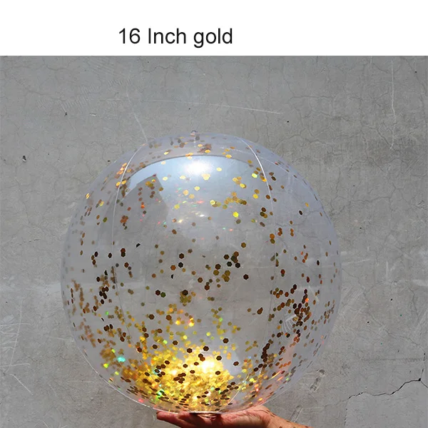 16in Gold Shiny Руксин надувной бассейн вечерние игрушки Прозрачный мяч для пляжа открытый Лето водные игрушки Плавательный поплавок мяч игрушки для взрослых детей - Цвет: 16in Gold Shiny