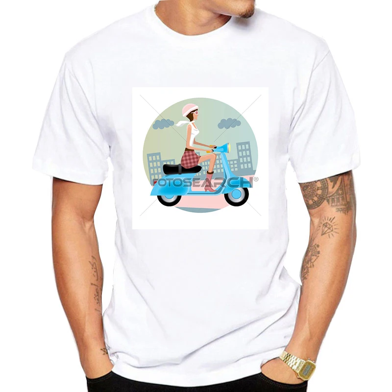 Новая Римская Праздничная футболка Vespa Мужская Повседневная модная белая с