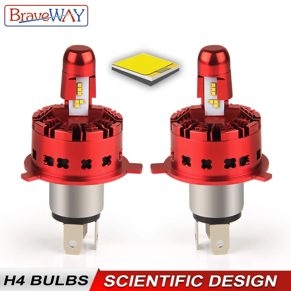 BraveWay зэс чип автомобилей головной светильник H4 светодиодный лампы 96W 14400LM 6500K