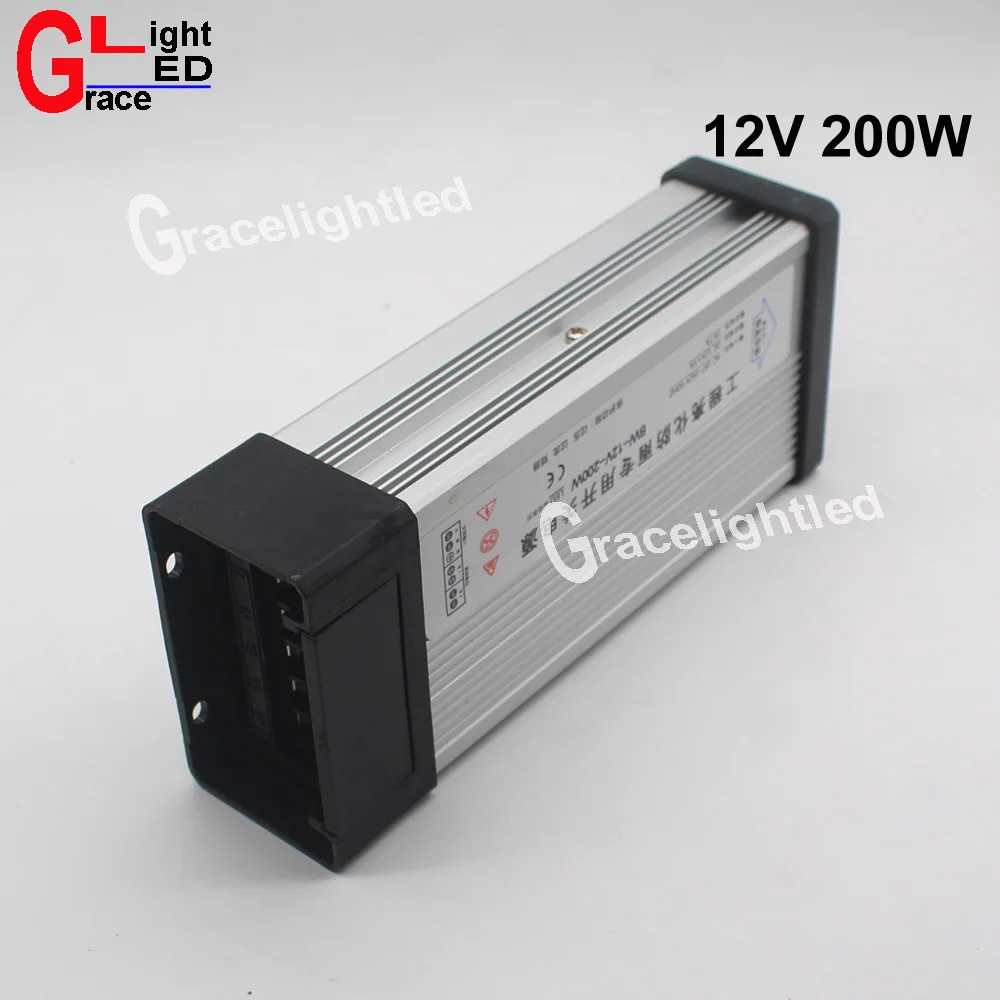 DC12V LED наружный непромокаемый источник питания 16.7A 200 Вт СВЕТОДИОДНЫЙ Драйвер