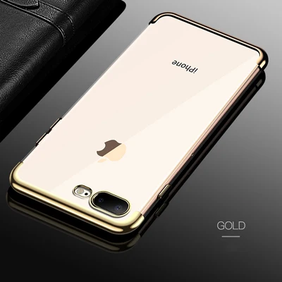 Роскошный прозрачный чехол для iPhone 6 6s 7 8 X Чехол прозрачный силиконовый чехол для телефона для iPhone 8 7 6 6s плюс мягкая термополиуретановая накладка на заднюю панель - Цвет: Gold