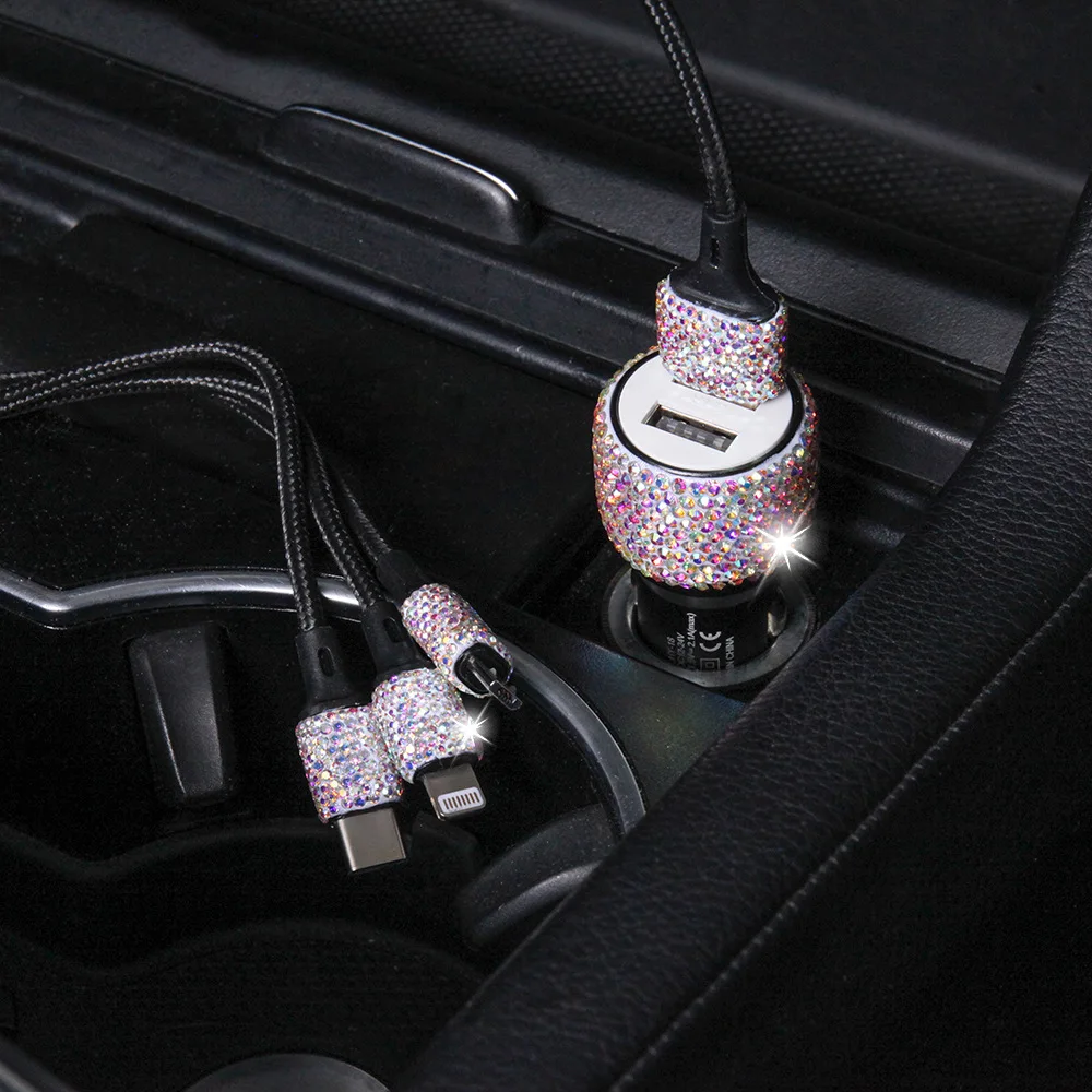 1 Piece Car Quick Charging Line 3 in For Android/IOS System/TYPE-C Diamond Gift Decorate Your | Автомобили и мотоциклы