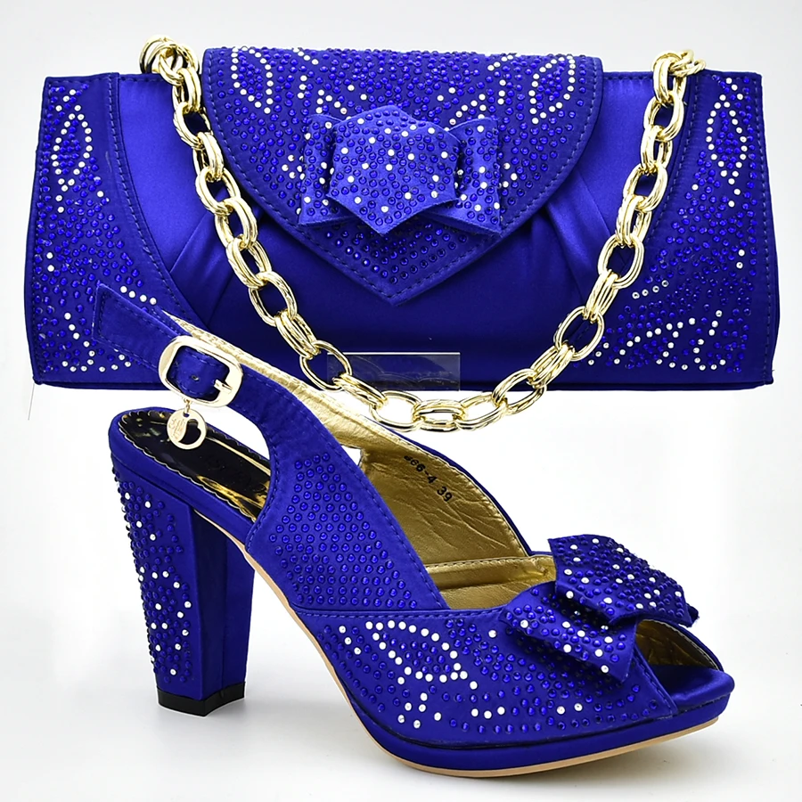 New Shoe and Bag for Nigeria Party Italian Shoes Bags To Match with Set Decorated Rhinestone Summer Pumps | Обувь