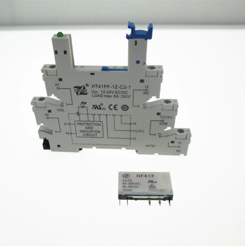 Новое реле 24 В (основание 41F 1Z C2 1 + HF41F 024 ZS реле) постоянного тока 6 А 250 переменного 5