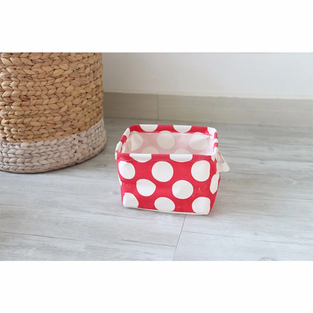 New Dot Pattern Linen Desk Storage Box Holder Home Organization Jewelry Cosmetic Stationery Organizer Case | Дом и сад