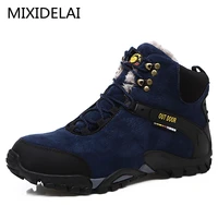 mixidelai new couple unisex boot men boots fashion quality winter snow plush ankle boots for mens warm boots ankle work shoes