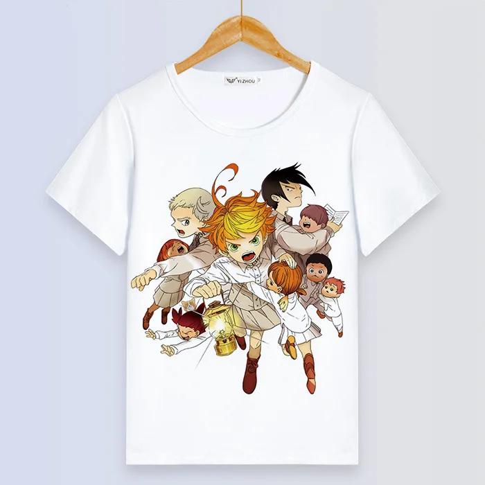 Футболка в стиле аниме «The Promised Neverland» для мужчин и женщин, футболка с коротким рукавом, Harajuku, летние хлопковые топы, уличная одежда для пар