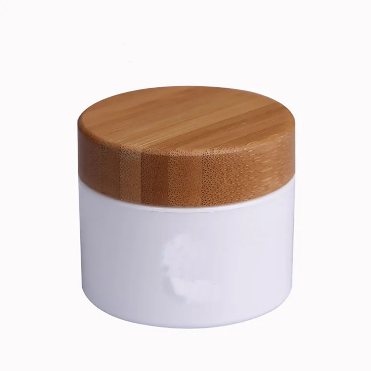 White Jar 100 г белый крем в пластиковой баночке банка с бамбуковой крышкой деревянная крышка, пустые Cosmestics упаковочные контейнеры Высокого Качества Бамбуковый горшок. 10 шт./лот - Цвет: White Jar