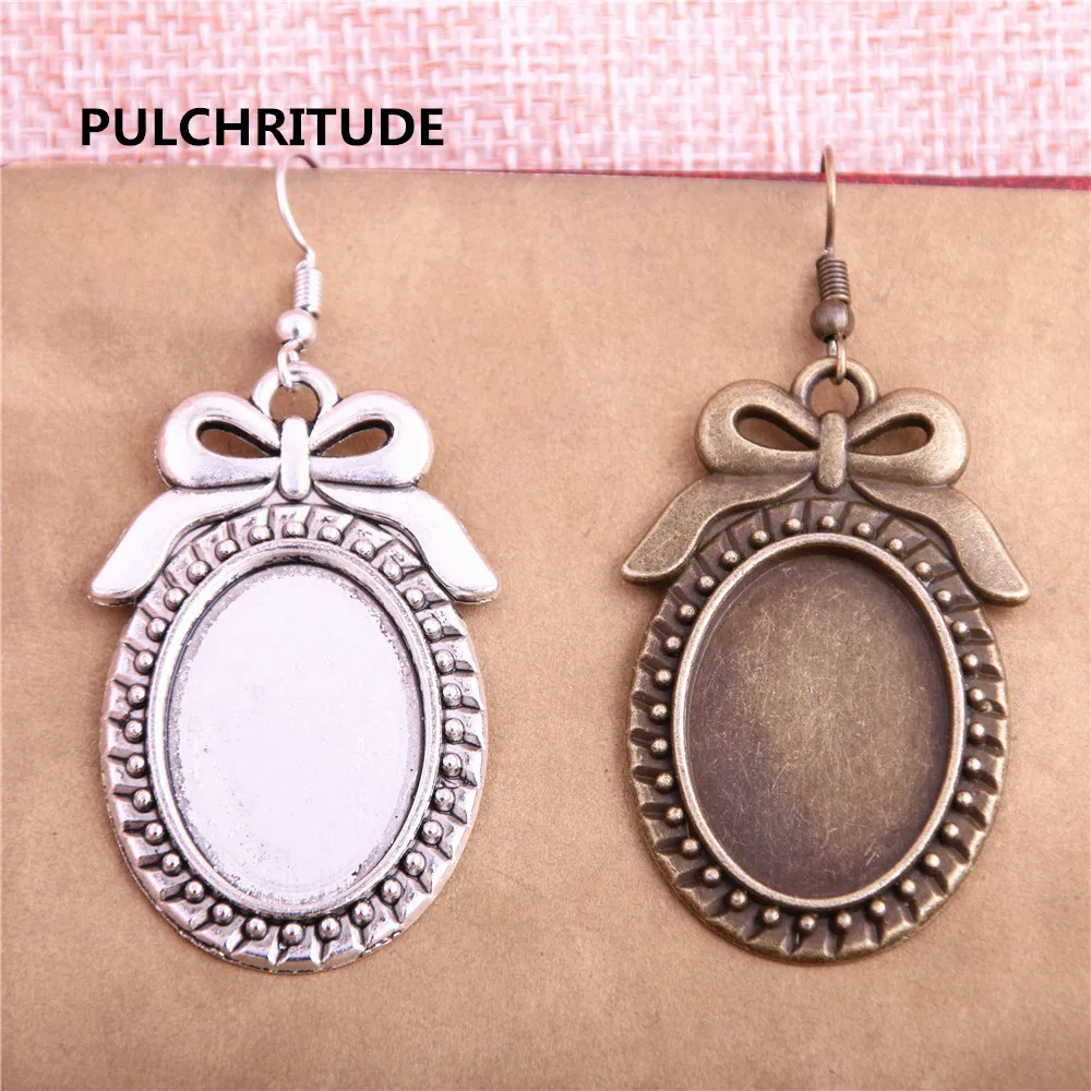 PULCHRITUDE 8 шт. подходит для 18*25 мм диаметр сплава два цвета бант Овальные Кабошоны