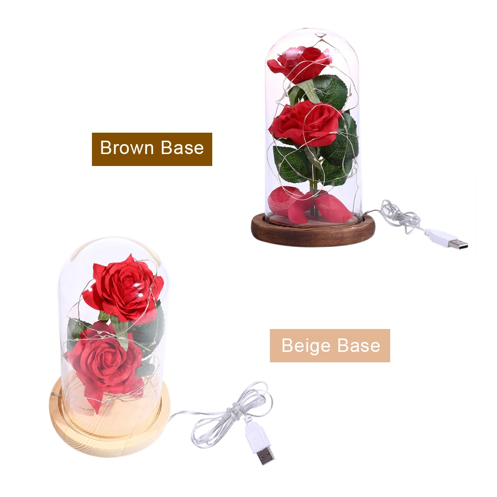 Цветы со стеклянным покрытием 2 шт. светодиодные гирлянды с розовыми цветами для