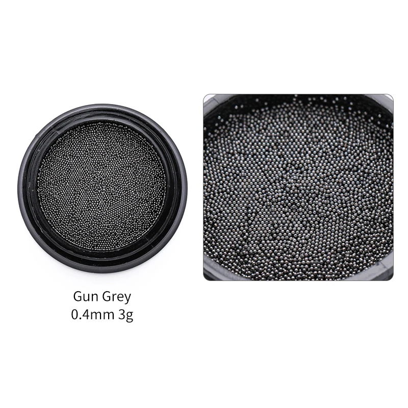 Gun Grey 0.4mm 3g 0,4/0,6 мм маленькие Мини-бусины для ногтей из нержавеющей стали для украшения ногтей из розового золота, разноцветные металлические стразы для самостоятельного изготовления гвоздей - Цвет: Gun Grey 0.4mm 3g