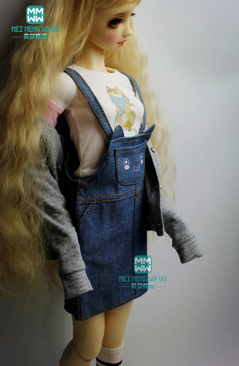 Одежда для куклы 1/3 BJD модное джинсовое платье с мультяшным котом|Куклы| |
