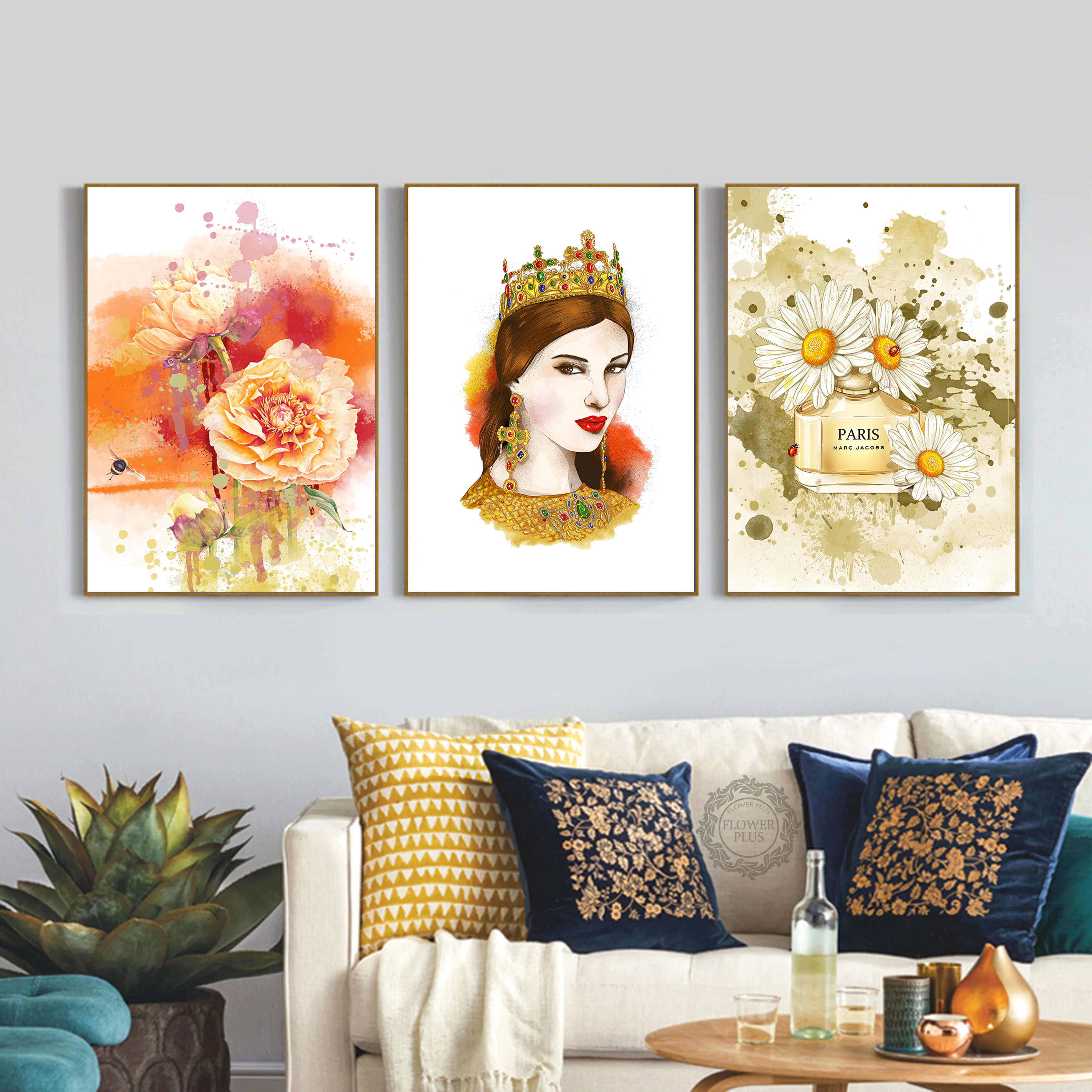 Духи розовый цветок пиона Wall Art Холст Картина Nordic Плакаты и принты акварель