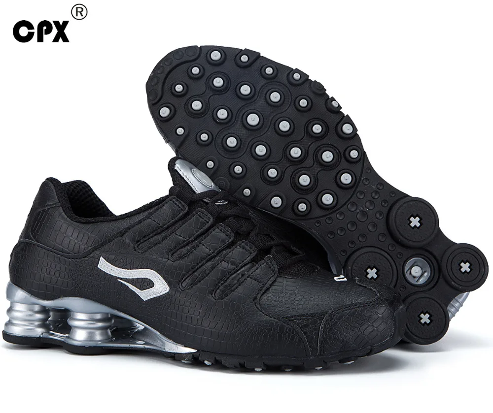 Оригинальные мужские спортивные кожаные сникеры Shox Tech СРХ с крокодиловом