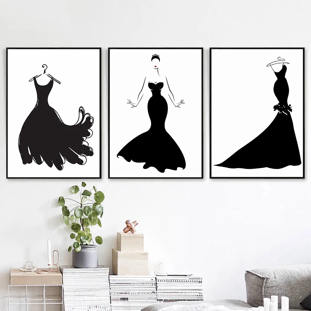 Черное платье красота абстрактный скандинавский постер модный настенный
